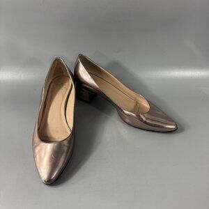 Aquatalia Women's Pasha Metallic Pointed Toe Kitten Heel Pumps, Size 7